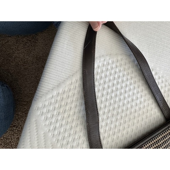 Vintage Lauren Ralph Lauren Brown Suede Leather Tote Bag  Houndstooth Plaid Y2K - Picture 15 of 16